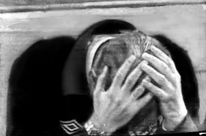 Scotland football manager Ally MacLeod holds his head in his hands after one of his Scotland football manager Ally MacLeod holds his head in his hands after one of his