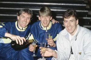 Scotland footballer Gary Mackay (centre) is toasted by Roy Aitken Scotland footballer Gary Mackay (centre) is toasted by Roy Aitken