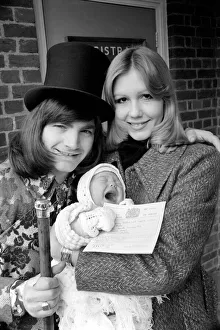 Screaming Lord Sutch and son and Thann Rendessy. February 1975 75-01011-006 Screaming Lord Sutch and son and Thann Rendessy. February 1975 75-01011-006