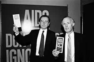 Secretary of State Norman Fowler and Minster for Health Tony Newton at the AIDS press Secretary of State Norman Fowler and Minster for Health Tony Newton at the AIDS press