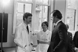 Senator Edward Kennedy seen here speaking to nurse Katherine Delk (centre Senator Edward Kennedy seen here speaking to nurse Katherine Delk (centre