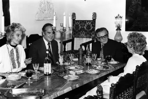 Senator George McGovern entertained to a private dinner party by Leo Abse, MP Senator George McGovern entertained to a private dinner party by Leo Abse, MP