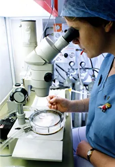 Senior embryologist Jane Skelton using state-of-the-art micro manipulation equipment at Senior embryologist Jane Skelton using state-of-the-art micro manipulation equipment at
