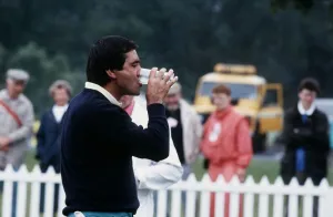 Seve Ballesteros drinking glass of water July 1987 Seve Ballesteros drinking glass of water July 1987