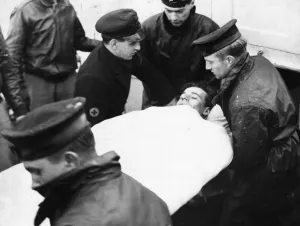 Sgt. Daniel Hochstatter is rescued by a British Air/Sea rescue launch after his PBY Sgt. Daniel Hochstatter is rescued by a British Air/Sea rescue launch after his PBY