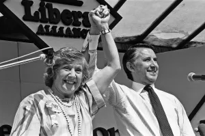 Shirley Williams and Liberal leader David Steel on the campaign trail in Rochdale during Shirley Williams and Liberal leader David Steel on the campaign trail in Rochdale during