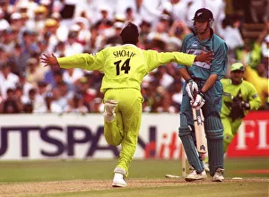 Shoaib Akhtar celebrates his wicket of New Zealand June 1999 captain Stephen Shoaib Akhtar celebrates his wicket of New Zealand June 1999 captain Stephen