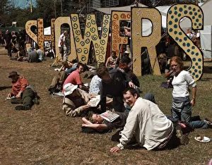 The showers at the Glastonbury Festival 1999 as fans relax in the sunshine The showers at the Glastonbury Festival 1999 as fans relax in the sunshine