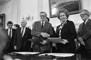 Signing Of The Anglo-Irish Agreement Nov 1985. Signing the historical agreement Signing Of The Anglo-Irish Agreement Nov 1985. Signing the historical agreement