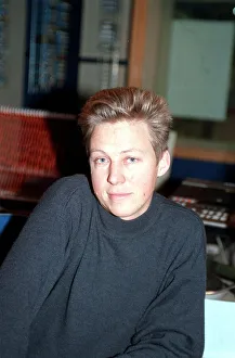 SIMON MAYO, DJ, SITTING IN RADIO RECORDING STUDIOS - JANUARY 1991 SIMON MAYO, DJ, SITTING IN RADIO RECORDING STUDIOS - JANUARY 1991