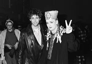Singer Boy George with Bob Geldof during the Culture Club concert at Wembley Singer Boy George with Bob Geldof during the Culture Club concert at Wembley