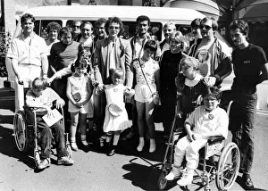 Singer David Essex handed over a Variety Club of Great Britain Sunshine coach to Singer David Essex handed over a Variety Club of Great Britain Sunshine coach to