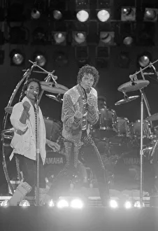 Singer Michael Jackson performing in concert in the USA. 12th July 1984 Singer Michael Jackson performing in concert in the USA. 12th July 1984
