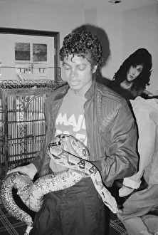 Singer Michael Jackson with his pet Muscles the boa constrictor at his home in California Singer Michael Jackson with his pet Muscles the boa constrictor at his home in California