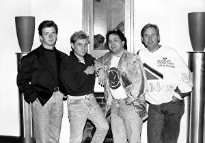 Singer Rick Astley with record producers Mike Stock, Matt Aitken Singer Rick Astley with record producers Mike Stock, Matt Aitken