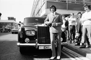 Singing star Engelbert Humperdinck at Heathrow Airport, where his new £1 Singing star Engelbert Humperdinck at Heathrow Airport, where his new £1