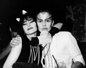Siouxsie with the drummer of the culture club at a halloween party in a night club Siouxsie with the drummer of the culture club at a halloween party in a night club