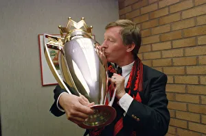 Sir Alex Ferguson with the Barclays Premiership Trophy - 1993 Sir Alex Ferguson with the Barclays Premiership Trophy - 1993