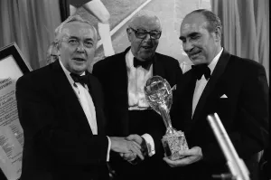 Sir Alf Ramsey holds World Cup at Cafe Royal July 1974 Sir Alf Ramsey holds World Cup at Cafe Royal July 1974