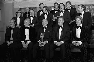 Sir Alf Ramsey holds World Cup July 1974 surrounded by the England 1966 Sir Alf Ramsey holds World Cup July 1974 surrounded by the England 1966
