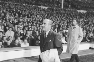 Sir Alf Ramsey seen here walking to the England dugout at the start of Endland' Sir Alf Ramsey seen here walking to the England dugout at the start of Endland'