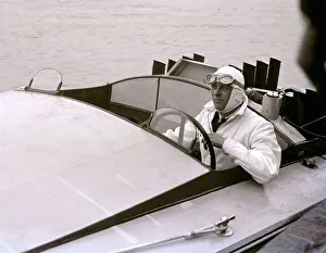 Sir Henry Segrave circa 1927 in his motor boat Miss England (On 29 March 1927 Sir Henry Segrave circa 1927 in his motor boat Miss England (On 29 March 1927