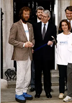Sir Ranulph Fiennes with Dr Michael Stroud at the door of number 10 Downing Street with Sir Ranulph Fiennes with Dr Michael Stroud at the door of number 10 Downing Street with