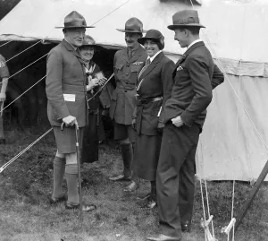 Sir Robert Baden Powell left seen here at a Scout rally with senior scout masters at Sir Robert Baden Powell left seen here at a Scout rally with senior scout masters at