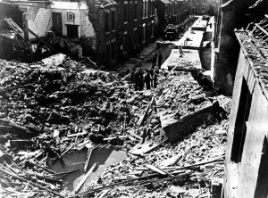 Sixteen women and children were inside the surface air raid shelter nearest the camera Sixteen women and children were inside the surface air raid shelter nearest the camera