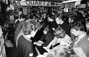 Skids, new wave, post punk, rock group, pictured meeting fans at Quicksilver Record Shop Skids, new wave, post punk, rock group, pictured meeting fans at Quicksilver Record Shop