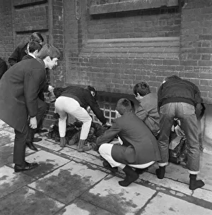 Skinheads clash in Farringdon Road, London. Twenty to thirty youths were chased Skinheads clash in Farringdon Road, London. Twenty to thirty youths were chased
