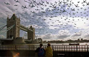 The sky over Tower Bridge 2nd April 1999 Good Friday 8am to 5 The sky over Tower Bridge 2nd April 1999 Good Friday 8am to 5