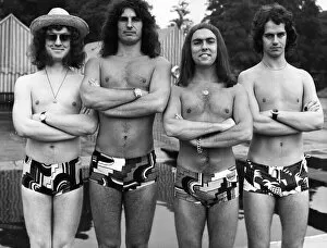 Images Dated 26th June 1974: Slade pop group in swimming trunks 1974