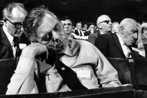 A sleepy delegate at the TUC conference in Blackpool. 8th September 1977 A sleepy delegate at the TUC conference in Blackpool. 8th September 1977