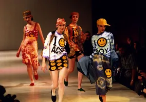 Smiley Fashion - Boy at Hyper Hyper catwalk models sporting designs with the yellow Smiley Fashion - Boy at Hyper Hyper catwalk models sporting designs with the yellow
