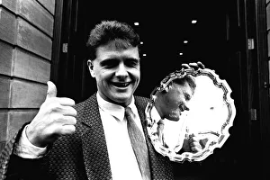A smiling Paul Gascoigne today received the Barclays Young Eagle award 26 November 1987 A smiling Paul Gascoigne today received the Barclays Young Eagle award 26 November 1987