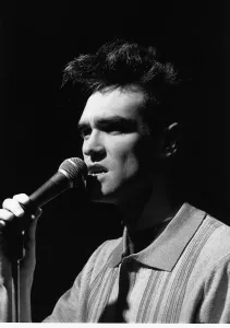 The Smiths pop singer Morrissey singing on stage 1984 The Smiths pop singer Morrissey singing on stage 1984