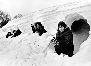 Snow houses carved out of giant drifts at Cockfield 1970s Snow houses carved out of giant drifts at Cockfield 1970s