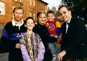 SNP's Alex Salmond canvased the Mylet family of Renfre SNP's Alex Salmond canvased the Mylet family of Renfre