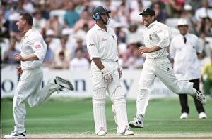 South Africa celebrate the wicket of England June 1998 batsman Nasser Hussain during South Africa celebrate the wicket of England June 1998 batsman Nasser Hussain during