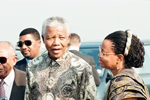 South African Preident Nelson Mandela seen here at Heathrow airport with Graca Machel South African Preident Nelson Mandela seen here at Heathrow airport with Graca Machel