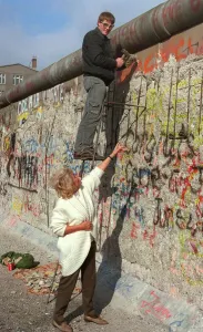 Souvenir pieces of the Berlin wall are being removed-pictured, Germany February 1990 Souvenir pieces of the Berlin wall are being removed-pictured, Germany February 1990