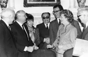 Soviet leader Mikhail Gorbachev at No 10 Downing Street with Prime Minister Margaret Soviet leader Mikhail Gorbachev at No 10 Downing Street with Prime Minister Margaret