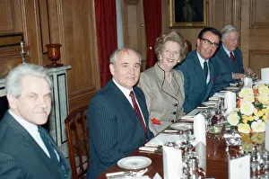 Soviet leader Mikhail Gorbachev at No 10 Downing Street with Prime Minister Margaret Soviet leader Mikhail Gorbachev at No 10 Downing Street with Prime Minister Margaret