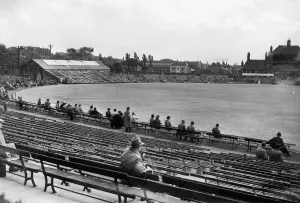 Spectators watching the action at Bramall Lane, the ground of Yorkshire Cricket Club in Spectators watching the action at Bramall Lane, the ground of Yorkshire Cricket Club in