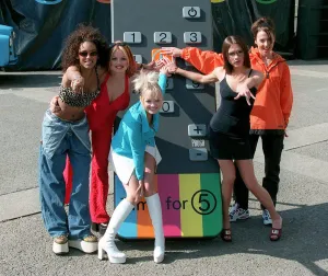 The Spice Girls, help to launch the New Channel Five at Marble Arch in London today The Spice Girls, help to launch the New Channel Five at Marble Arch in London today