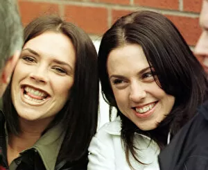 00236 Collection: Spice Girls Victoria and Mel C at the Manchester United v Sheffield Wednesday football