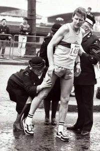 Sport - London Marathon An athlete recieves attention from medics after receiving Sport - London Marathon An athlete recieves attention from medics after receiving