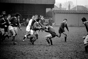 Images Dated 8th January 1972: Sport: Rugby Union. Llanelli v. Wasps. Bennett of Llanelli in possession of the ball