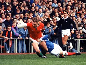 Sport - Rugby - Wales 24 v France 15 - 21st February 1994 - Scott Quinnell dives over for Sport - Rugby - Wales 24 v France 15 - 21st February 1994 - Scott Quinnell dives over for